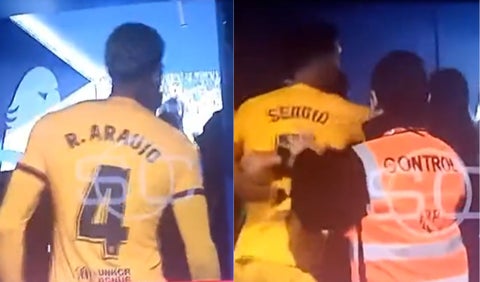 Pelea de Araújo y Busquets con ultras de Espanyol