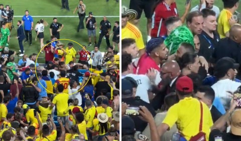 Pelea de los hinchas de Colombia con Darwin Núñez