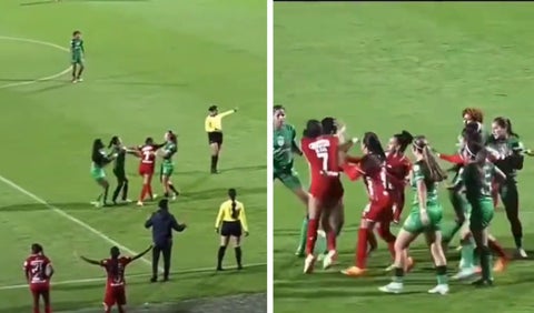 Pelea entre jugadoras de La Equidad y del América