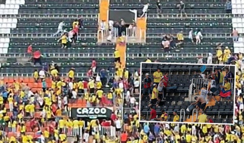 Hinchas de Millonarios y Santa Fe armaron pelea en partido de Colombia