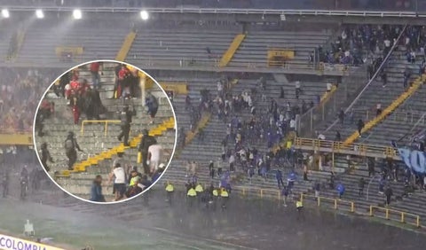 Video pelea hinchas de Millonarios y América en El Campín; así empezó