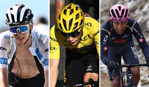 Pogacar, Vingegaard y Egan