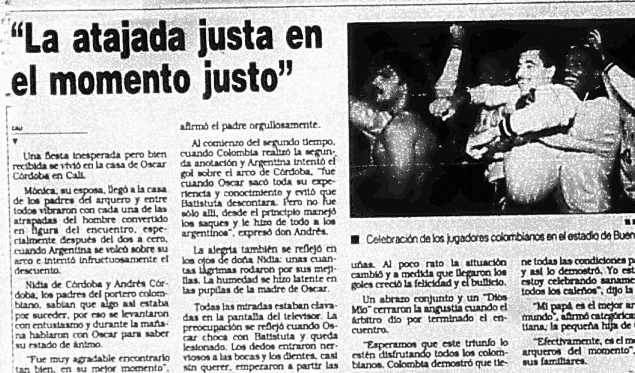 El diario El Espectador y las reacciones por el triunfo de Colombia ante Argentina 5-0 