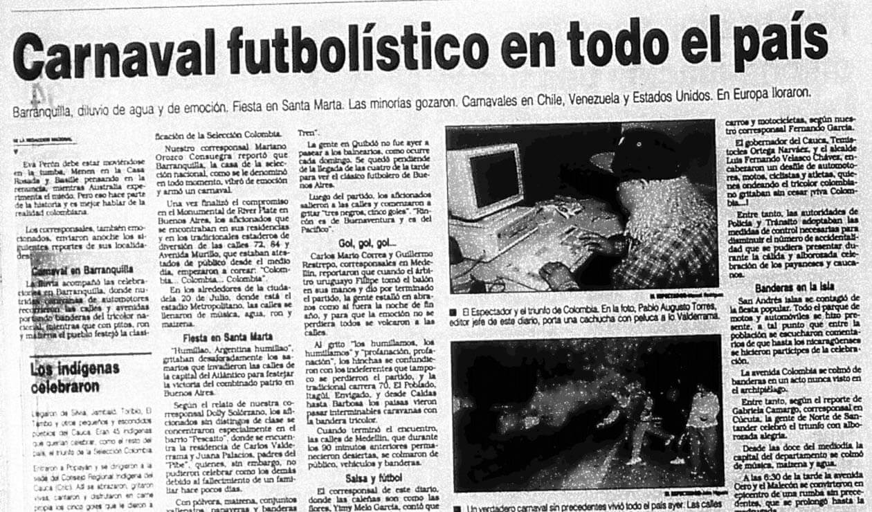 El diario El Espectador y las reacciones por el triunfo de Colombia ante Argentina 5-0 