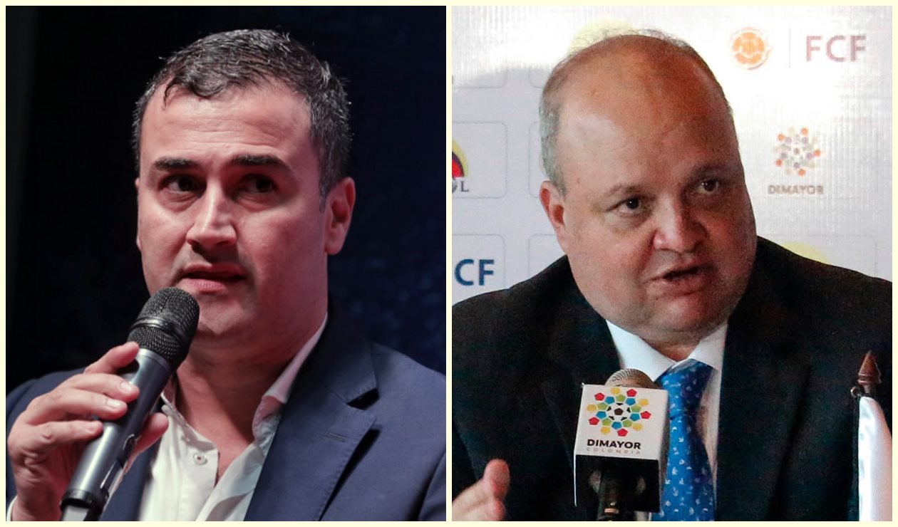 Juan David Pérez, presidente de Nacional, y Jorge Enrique Vélez