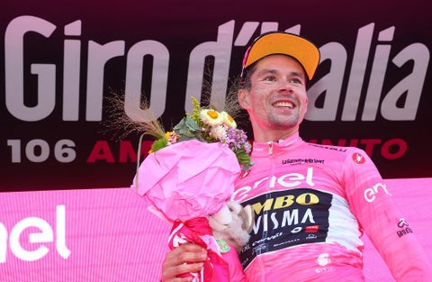 Primoz Roglic luego de ganar la etapa 20 del Giro de Italia 2023