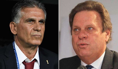 Carlos Queiroz, técnico portugués, y Ramón Jesurún, presidente de la FCF