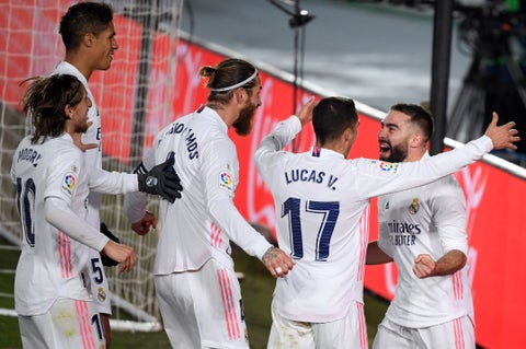 Real Madrid festejando triunfo ante el Atlético