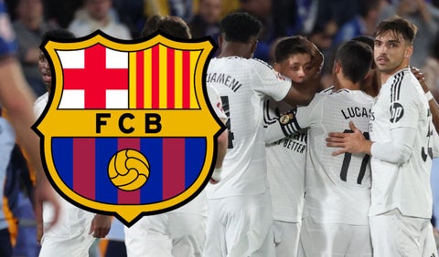Real Madrid y escudo del Barcelona