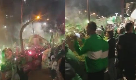 Recibimiento de la hinchada de Nacional en Bogotá