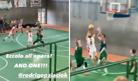 Rodrigo Palacio jugando baloncesto