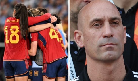 Selección de España Femenina y Luis Rubiales, presidente de la RFEF