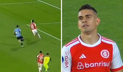 Rafael Santos Borré erró gol con Internacional en la Copa Sudamericana