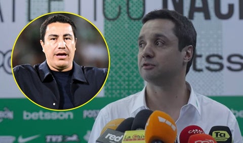 Sebastián Arango, presidente de Nacional, y Efraín Juárez