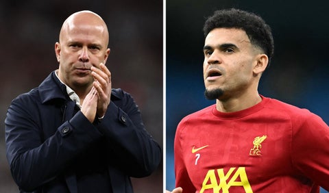 Arne Slot y Luis Díaz, Liverpool