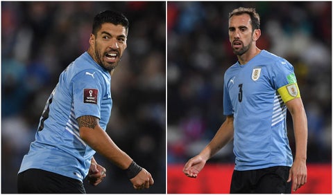 Luis Suárez y Diego Godín, jugadores de Uruguay