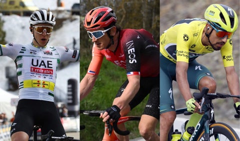 Tadej Pogacar, Geraint Thomas y Daniel Felipe Martínez