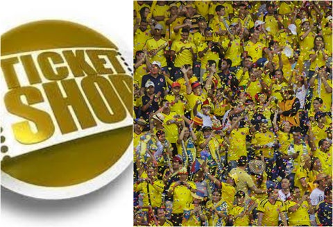 Imagen de la marca Ticket Shop y de hinchas de la Selección Colombia en Barranquilla
