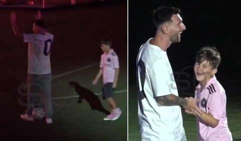 Thiago y Lionel Messi