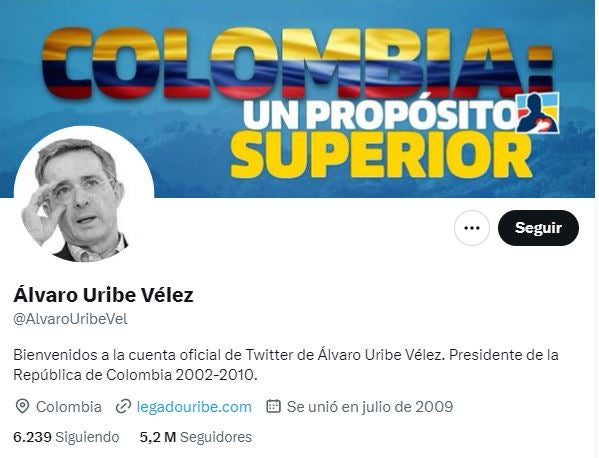 Twitter de Álvaro Uribe