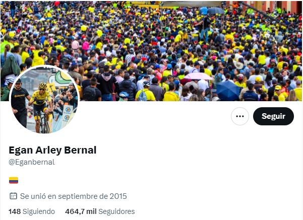 Twitter de Egan Bernal
