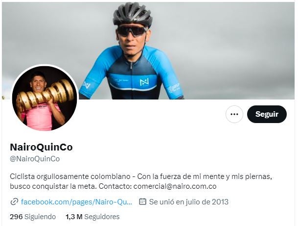 Twitter de Nairo Quintana