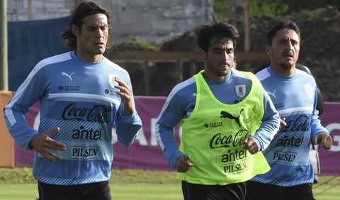 Nicolás Lodeiro entrenando con la Selección de Uruguay