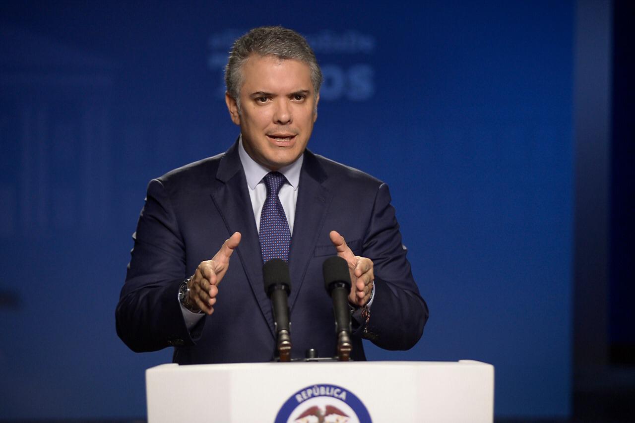 Presidente Iván Duque, en alocución desde la Casa de Nariño