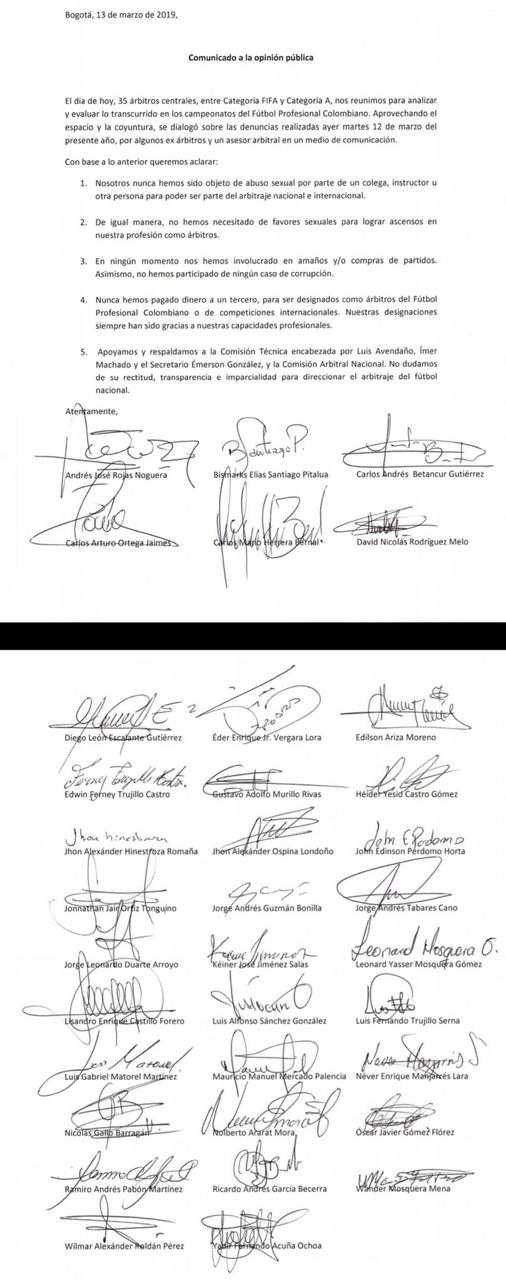 Carta de los árbitros