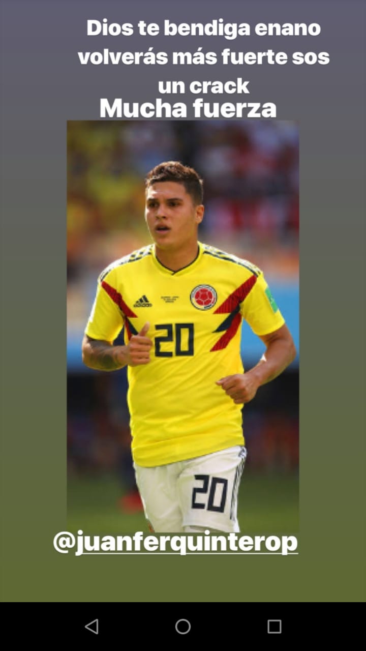 Publicación de Edwin Cardona para Juan Fernando Quintero