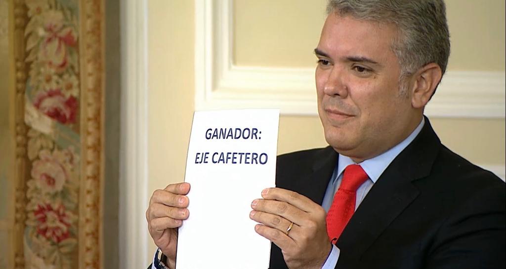 Presidente Iván Duque anunciando al Eje Cefetero como sede de los Juegos Nacionales