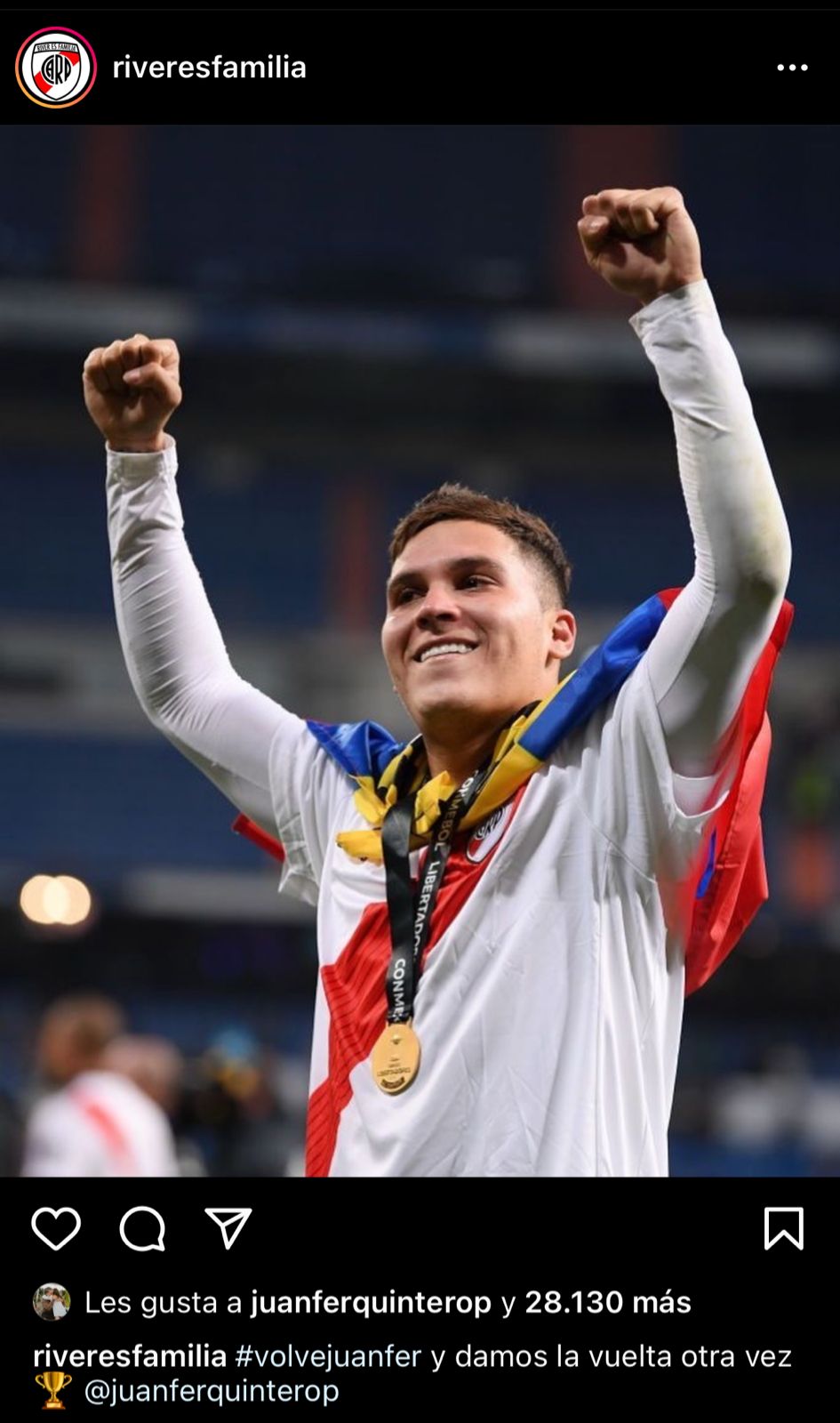 Juan Fernando Quintero publicación Instagram