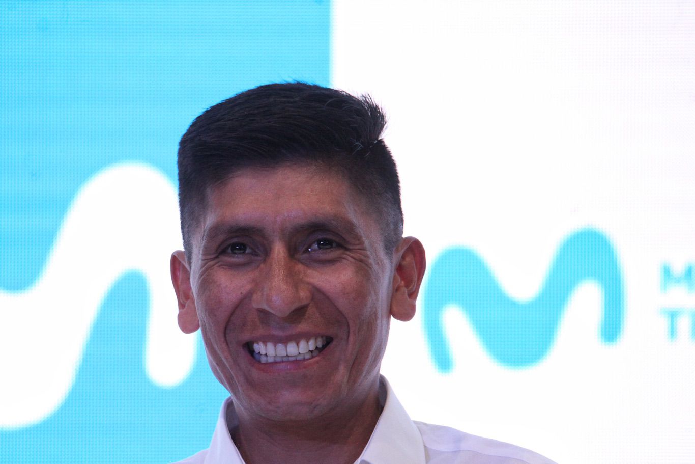 Nairo Quintana en rueda de prensa de presentación con el Movistar