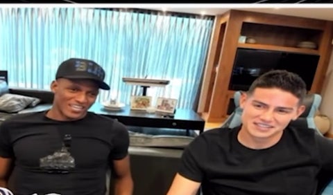 Yerry Mina y James Rodríguez
