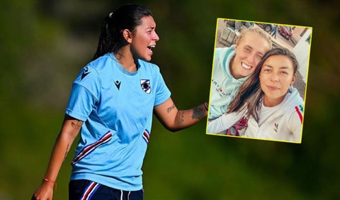 Yoreli Rincón y su novia