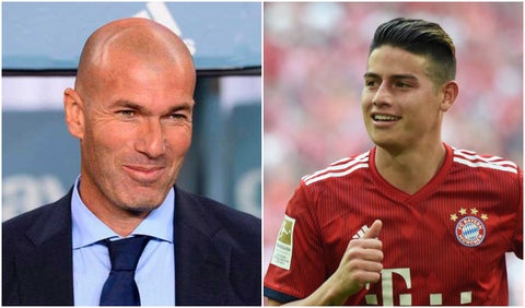 Zinedine Zidane, técnico francés y James Rodríguez, futbolista colombiano